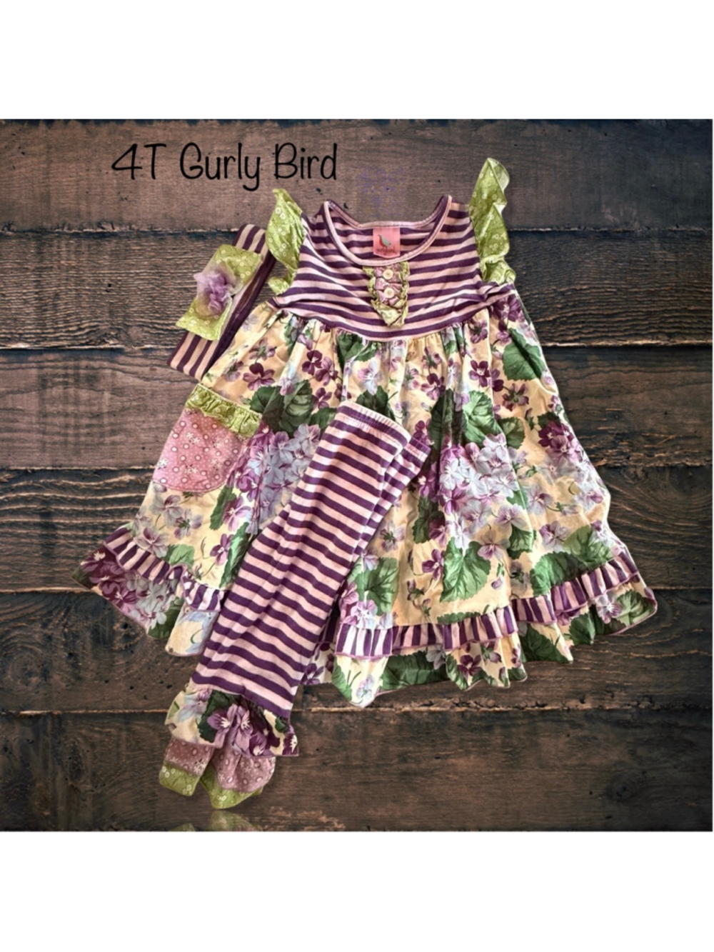 4T Gurly Bird Dress Set